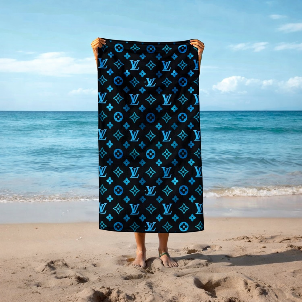 LOUIS VUITTON バスタオル ダークブルー 2023 Black and blue Louis Vuitton Beach Towel – Luxury LV Beach Towels