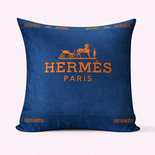 Load image into Gallery viewer, Blue and Orange Hermes Pillow Case | Luxury Hermès Inspired Pillow cover