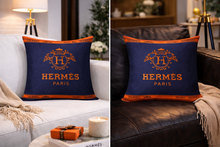 Load image into Gallery viewer, Dark Blue and orange Hermes Pillow Case