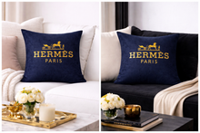 Load image into Gallery viewer, Dark Blue and yellow Hermes Pillow Case