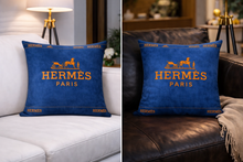 Load image into Gallery viewer, blue and orange hermes pillow case
