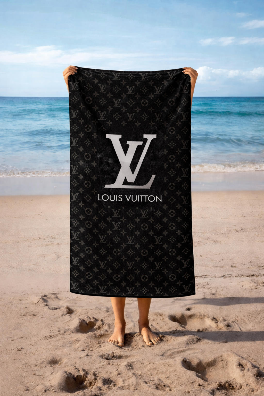 Jet Black Louis Vuitton Beach Towel – Luxury LV Beach Towels – MY