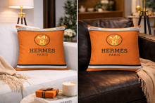 Load image into Gallery viewer, Luxury orange and Beige Hermes Pillow Case