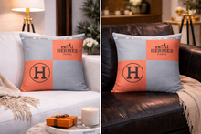 Load image into Gallery viewer, Luxury orange and gray Hermes Pillow Case