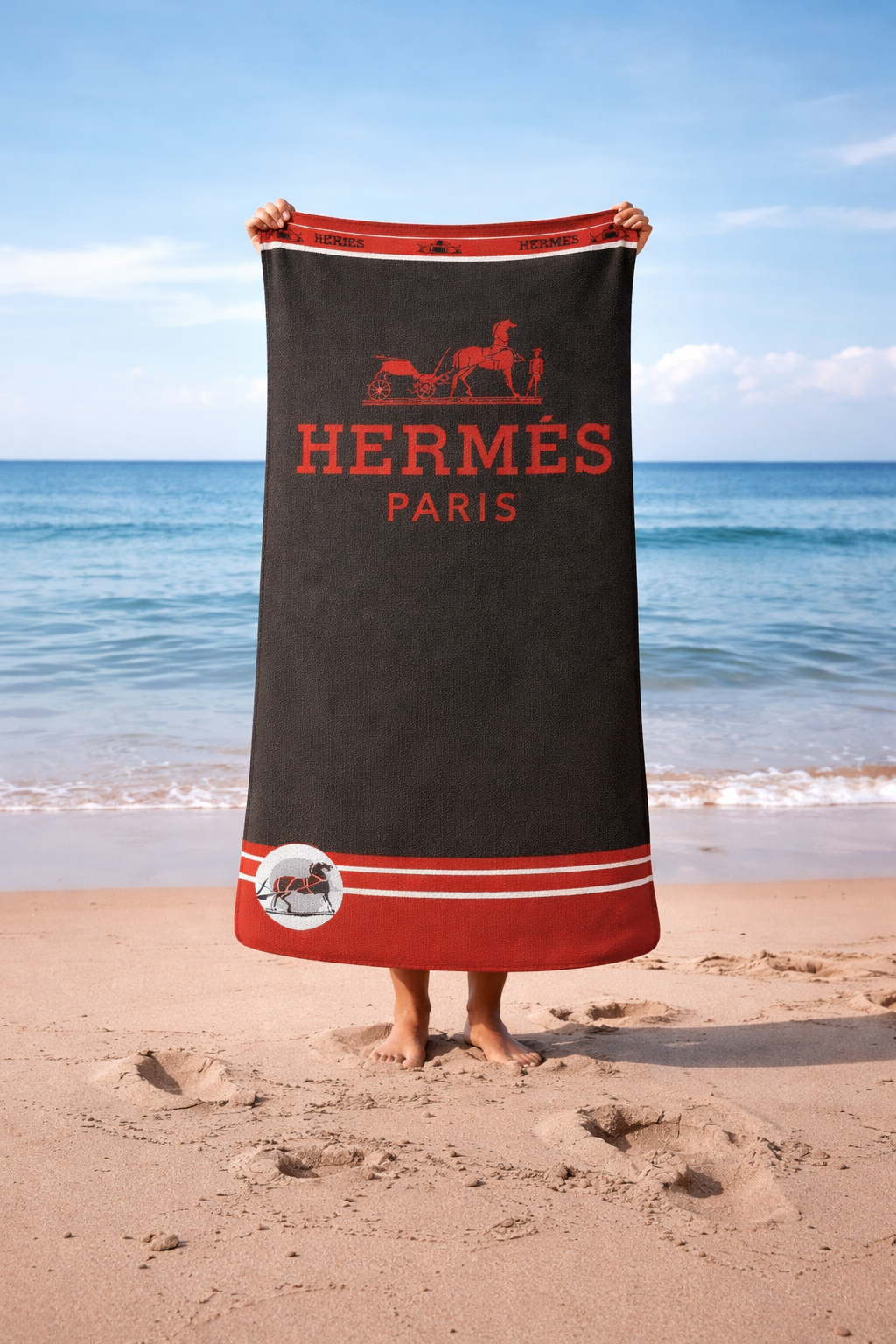 タオル HERMES Terry Beach Towels Luxury black and red Hermes Beach Towel – Luxury Designer Hermès