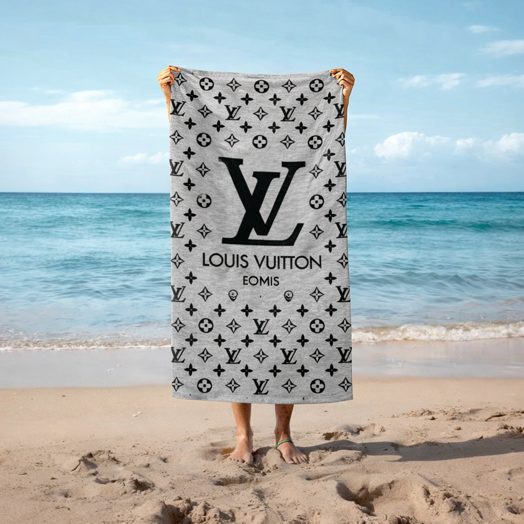 louis vuitton beach towl ルイヴィトン　ビーチタオル Luxury gray and white Louis Vuitton Beach Towel – Luxury LV Beach