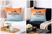 Load image into Gallery viewer, Orange and ocean Blue Hermes Pillow Case