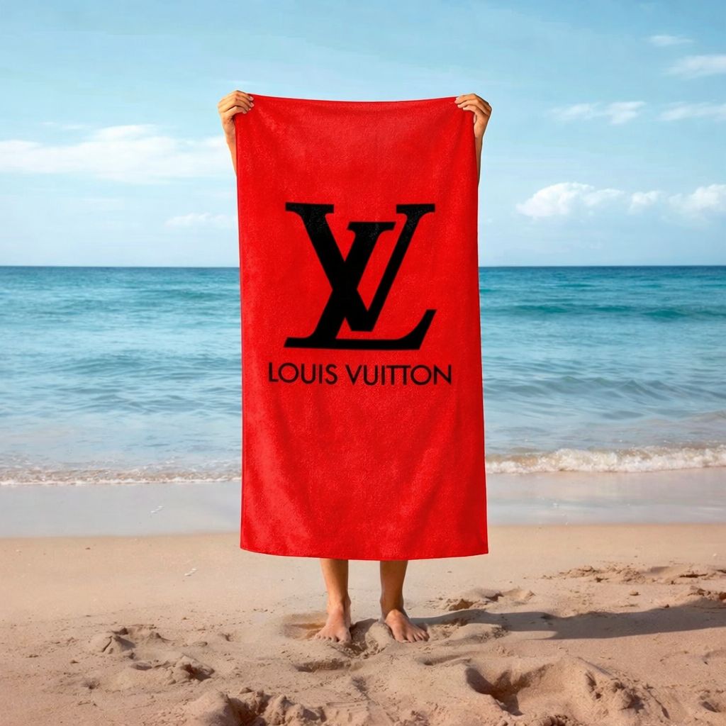 louis vuitton beach towl ルイ　ヴィトン　ビーチタオル Red and Black Louis Vuitton Beach Towel – Luxury LV Beach Towels