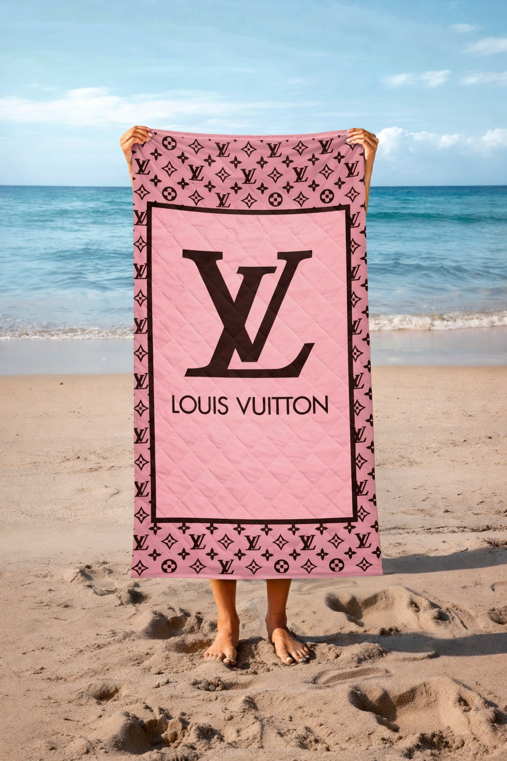 LOUIS VUITTON ピンク&ホワイト　ビーチタオル ギフトBOX付き Rose Pink Louis Vuitton Beach Towel – Luxury LV Beach Towels – MY