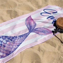 Load image into Gallery viewer, Mermaid Tail Custom Name Beach Towel Bachelorette Trip Party Favors Personalized Pool Bath Towel Mermaid Birthday Gift For Kids