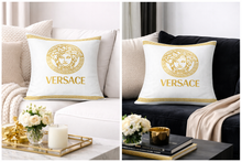 Load image into Gallery viewer, White and yellow Versace pillow case