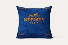 Load image into Gallery viewer, blue and orange hermes pillow cover