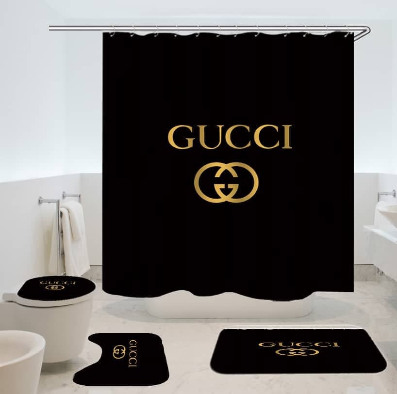 Black Gucci shower curtain Rosamiss Store MY luxurious home