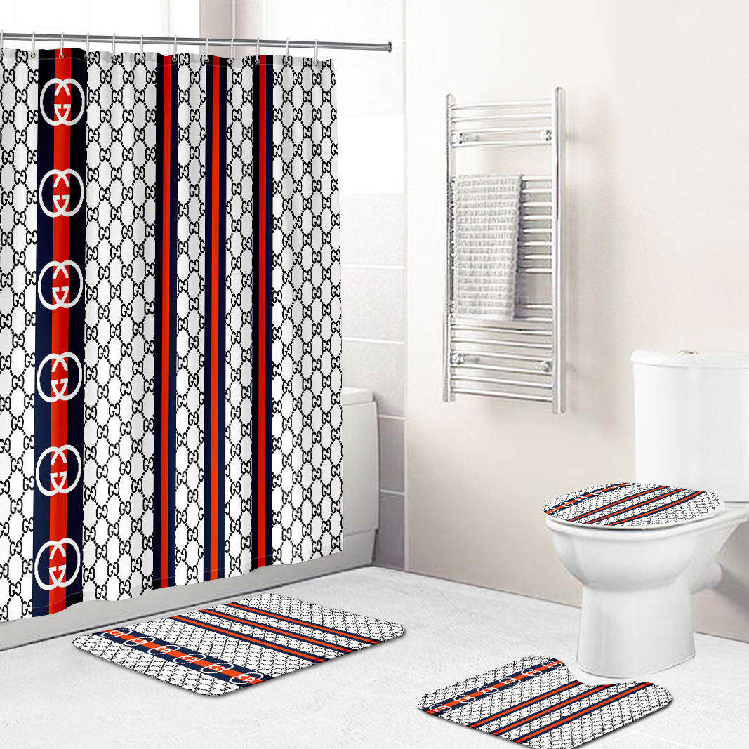 White Black Red Gucci Shower Curtain MY luxurious home