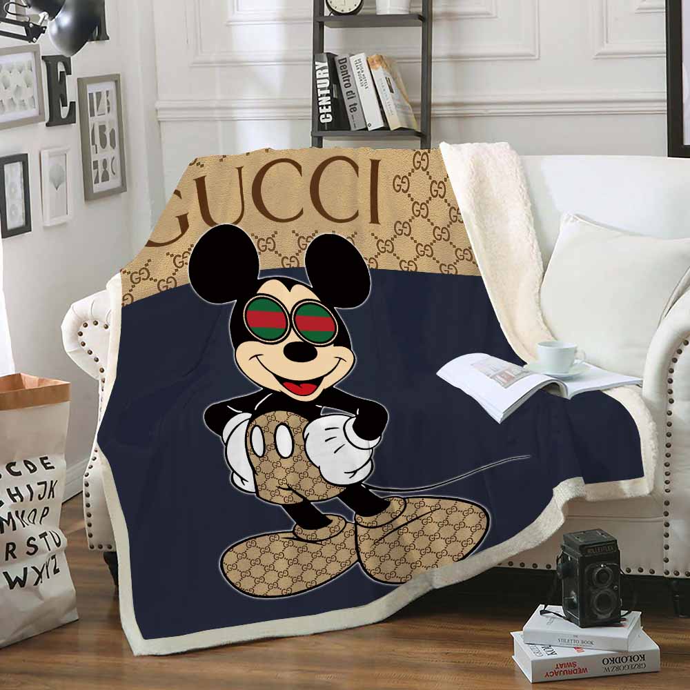 Beige mickey mouse Gucci blanket ROSAMISS STORE MY luxurious home
