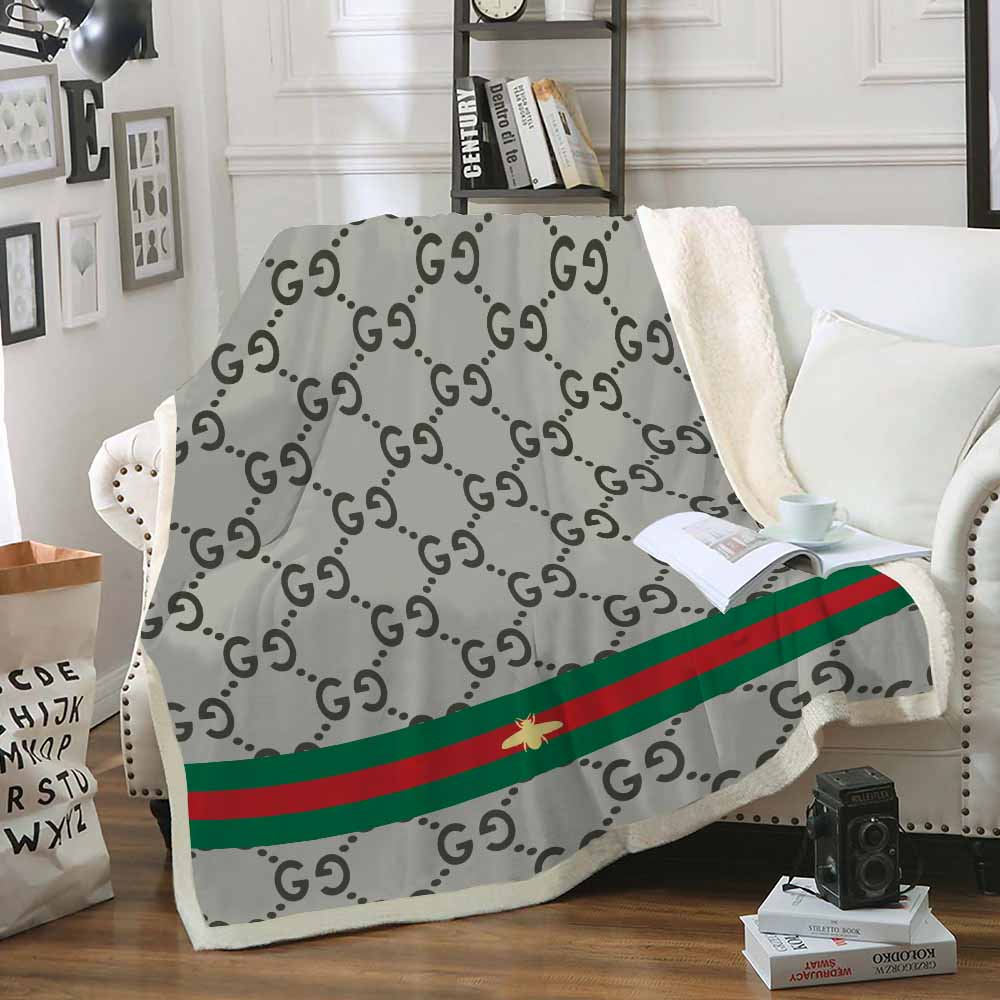 Ash gray Gucci Blanket ROSAMISS STORE MY luxurious home