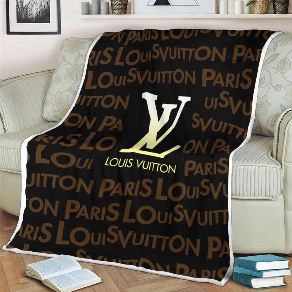 Yellow logo Louis Vuitton blanket ROSAMISS STORE MY luxurious home