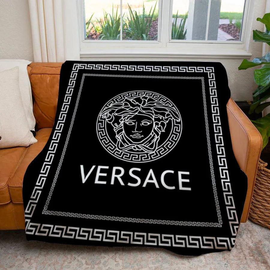 White logo Versace Blanket ROSAMISS STORE MY luxurious home