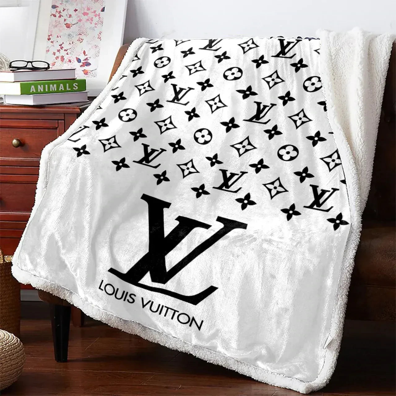 Luxury White Fashion Louis Vuitton blanket ROSAMISS STORE MY