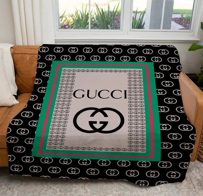 Black & Green Gucci Blanket ROSAMISS STORE MY luxurious home