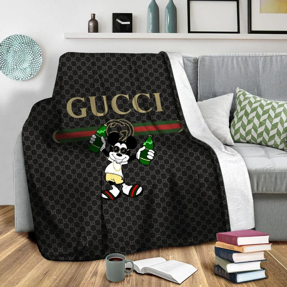Mickey Mouse Gucci Blanket,brown throws