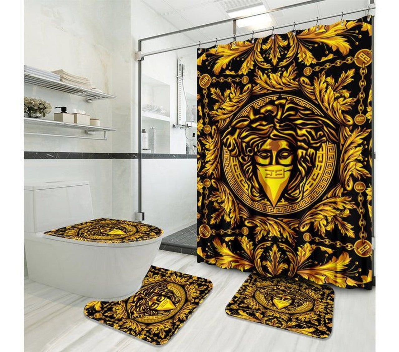 Gold Versace Shower Curtain Set – MY luxurious home