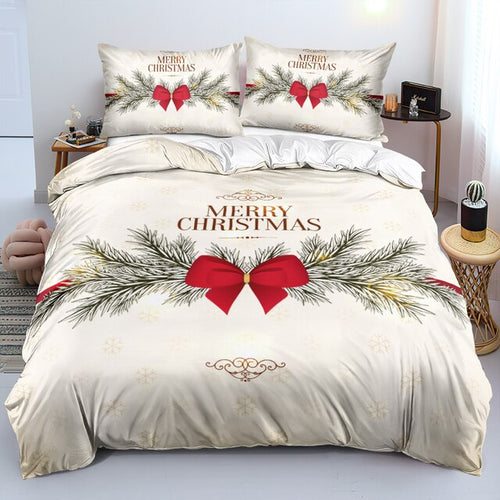 White Merry Christmas bed set