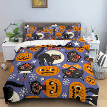 Load image into Gallery viewer, Black Cat Halloween bed set