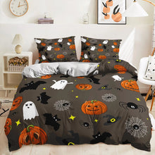 Load image into Gallery viewer, Grey Spider and Bat Halloween bed set