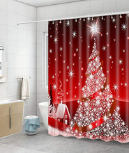 Load image into Gallery viewer, Santa Christmas Trees Shower Curtain