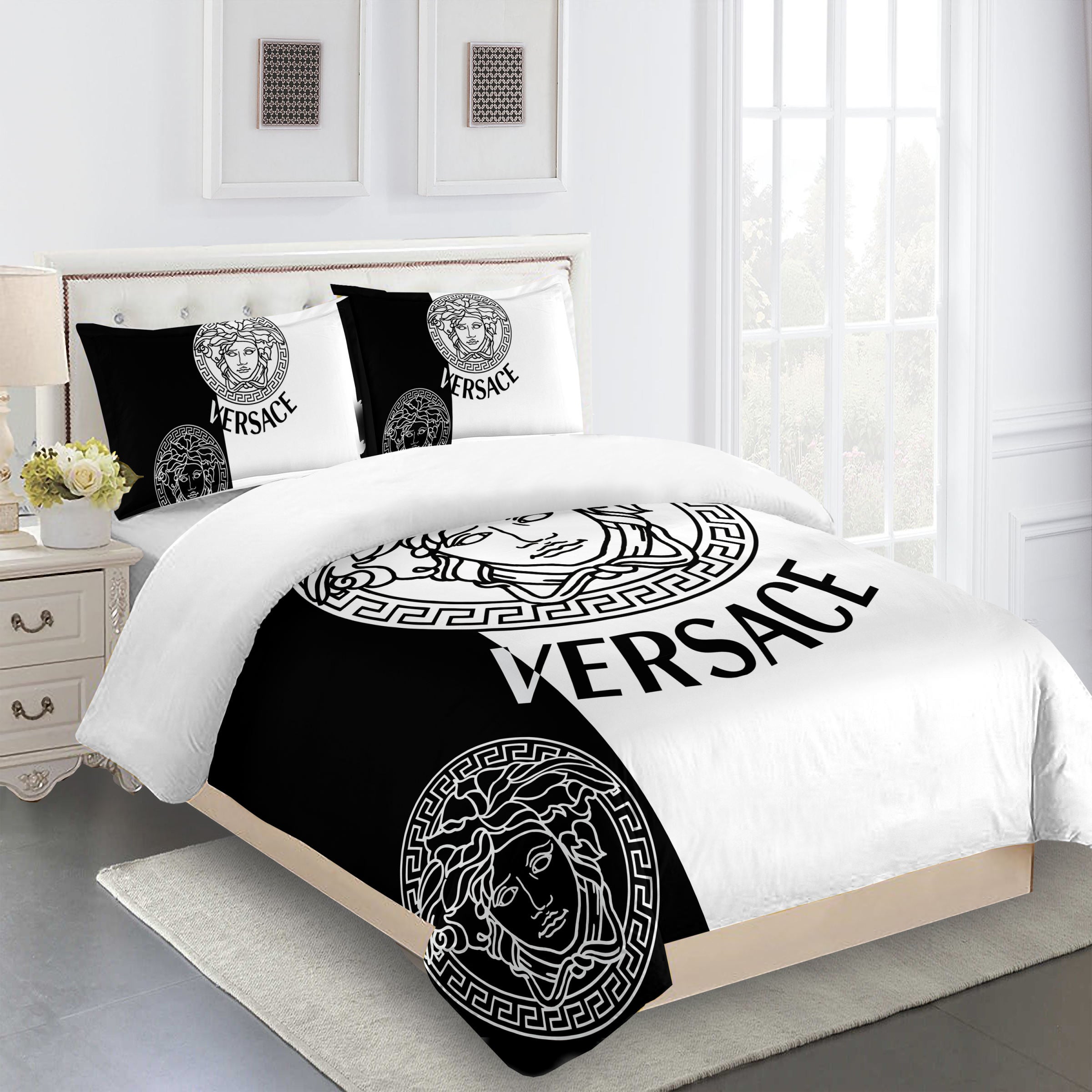 Black and White Versace bed set MY luxurious home