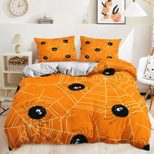 Load image into Gallery viewer, Orange Spider Halloween bed set