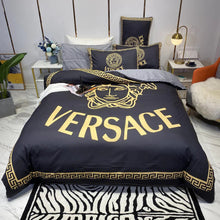 Load image into Gallery viewer, Black and Gold Versace bed set