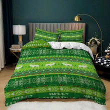 Load image into Gallery viewer, Red Deer Pattern Christmas bed set