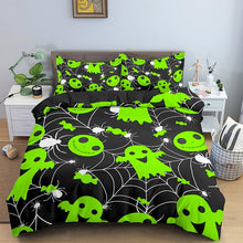 Load image into Gallery viewer, Green Ghost Halloween bed set