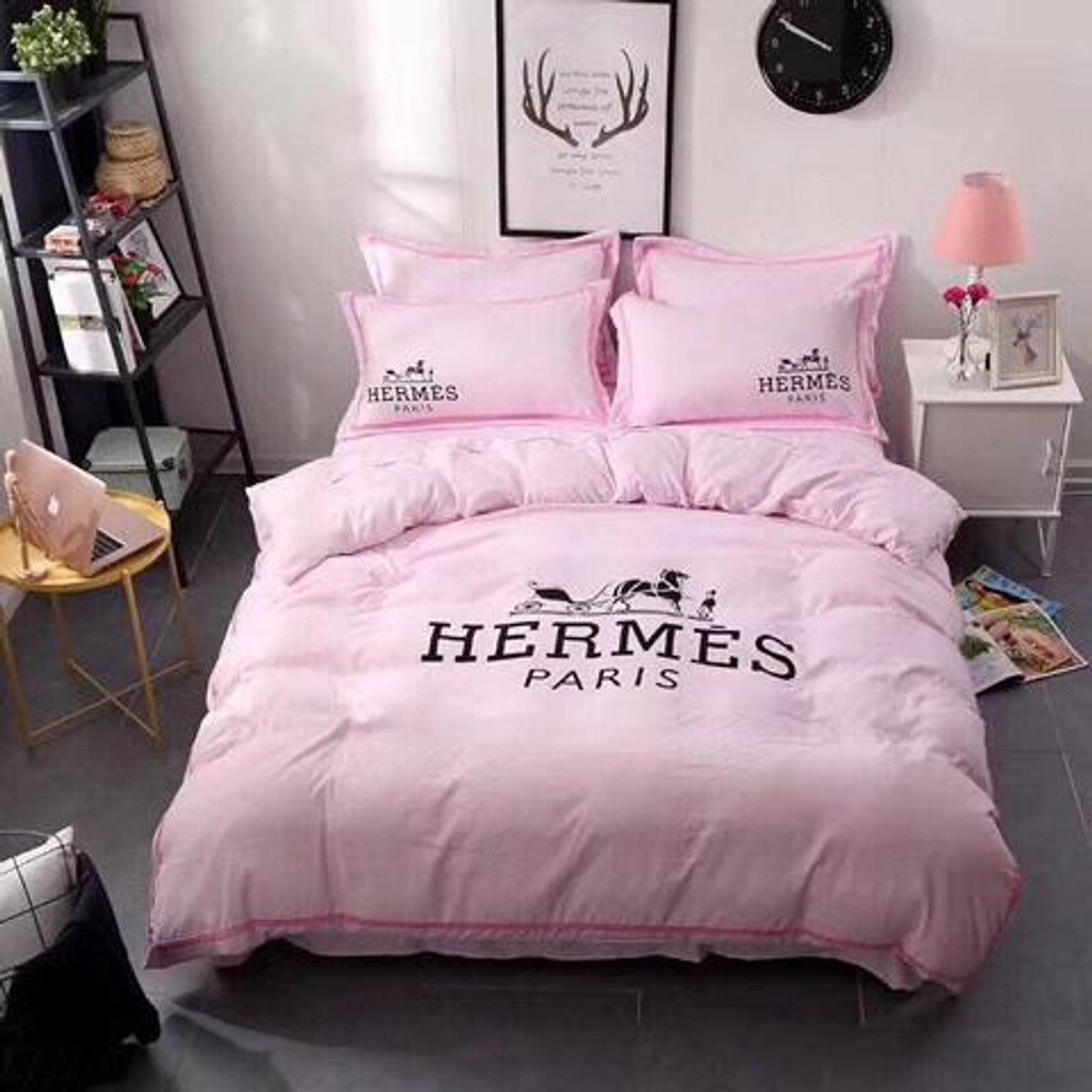 Pink Hermes bed set MY luxurious home