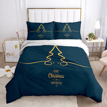 Load image into Gallery viewer, Gold Snow Merry Christmas bed set