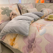 Load image into Gallery viewer, Winter Velvet Bedding Set Cartoon Kids Single Double Queen Size Flat Sheet Quilt Duvet Cover Pillowcase Bed Linens Home Textile