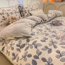 Load image into Gallery viewer, Winter Velvet Bedding Set Cartoon Kids Single Double Queen Size Flat Sheet Quilt Duvet Cover Pillowcase Bed Linens Home Textile