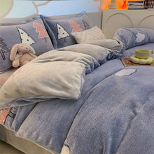 Load image into Gallery viewer, Winter Velvet Bedding Set Cartoon Kids Single Double Queen Size Flat Sheet Quilt Duvet Cover Pillowcase Bed Linens Home Textile