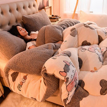 Load image into Gallery viewer, Winter Thickened Coral Fleece Quilt Double-Sided Fleece Thickened Soft Single Double Quilt Home King Queen Full Size Comforter