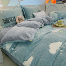 Load image into Gallery viewer, Winter Velvet Bedding Set Cartoon Kids Single Double Queen Size Flat Sheet Quilt Duvet Cover Pillowcase Bed Linens Home Textile