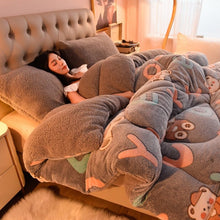 Load image into Gallery viewer, Winter Thickened Coral Fleece Quilt Double-Sided Fleece Thickened Soft Single Double Quilt Home King Queen Full Size Comforter
