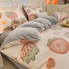 Load image into Gallery viewer, Winter Velvet Bedding Set Cartoon Kids Single Double Queen Size Flat Sheet Quilt Duvet Cover Pillowcase Bed Linens Home Textile