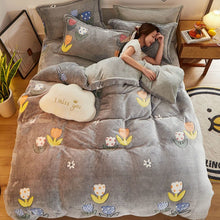 Load image into Gallery viewer, Warm Fluffy Flannel Thick Duvet Cover Single Double Queen King Size Quilt cover Double Sided Velvet Bedding Set