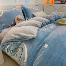 Load image into Gallery viewer, Winter Velvet Bedding Set Cartoon Kids Single Double Queen Size Flat Sheet Quilt Duvet Cover Pillowcase Bed Linens Home Textile