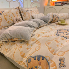 Load image into Gallery viewer, Winter Velvet Bedding Set Cartoon Kids Single Double Queen Size Flat Sheet Quilt Duvet Cover Pillowcase Bed Linens Home Textile