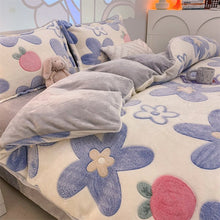 Load image into Gallery viewer, Winter Velvet Bedding Set Cartoon Kids Single Double Queen Size Flat Sheet Quilt Duvet Cover Pillowcase Bed Linens Home Textile