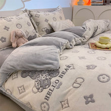 Load image into Gallery viewer, Winter Velvet Bedding Set Cartoon Kids Single Double Queen Size Flat Sheet Quilt Duvet Cover Pillowcase Bed Linens Home Textile