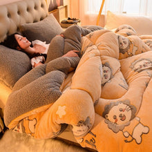 Load image into Gallery viewer, Winter Thickened Coral Fleece Quilt Double-Sided Fleece Thickened Soft Single Double Quilt Home King Queen Full Size Comforter